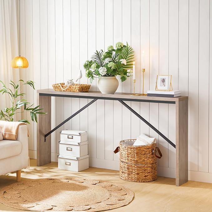 MAHANCRIS Console Table, 62.2" Long Sofa Table Behind Couch, Narrow Entryway - Image 2