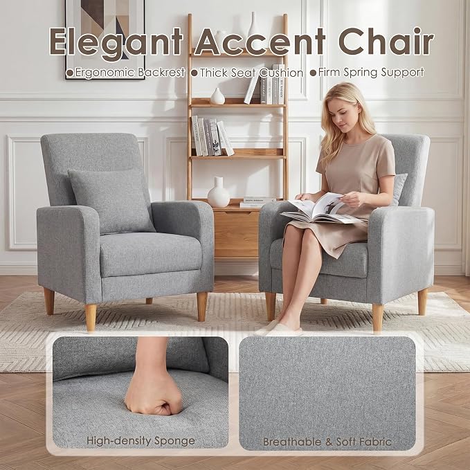 COLAMY Mid-Century Modern Upholstered Accent Chair - Image 6