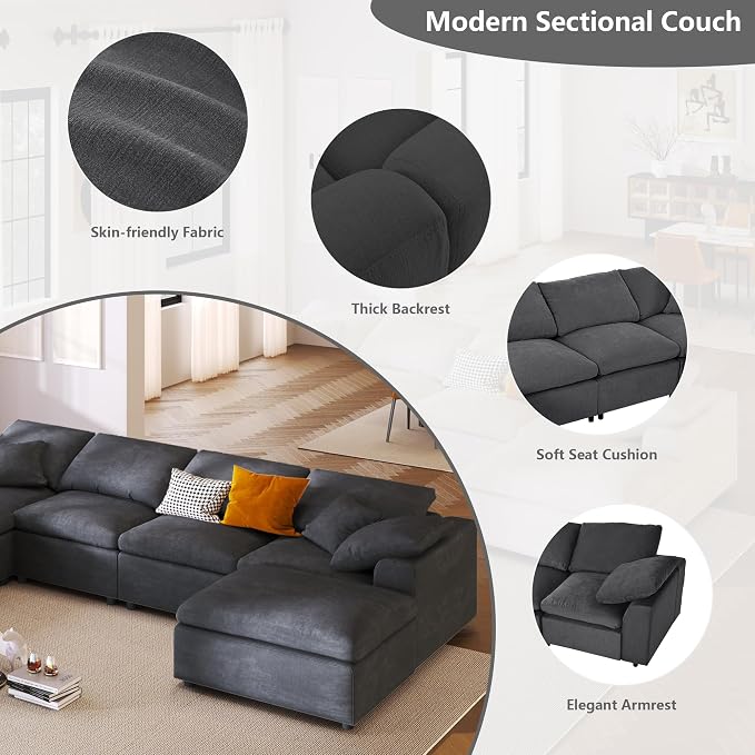 Oversized Modular Sectional Sofa Couch, Large 7 Seater Corner Sofa Modern U - Image 3