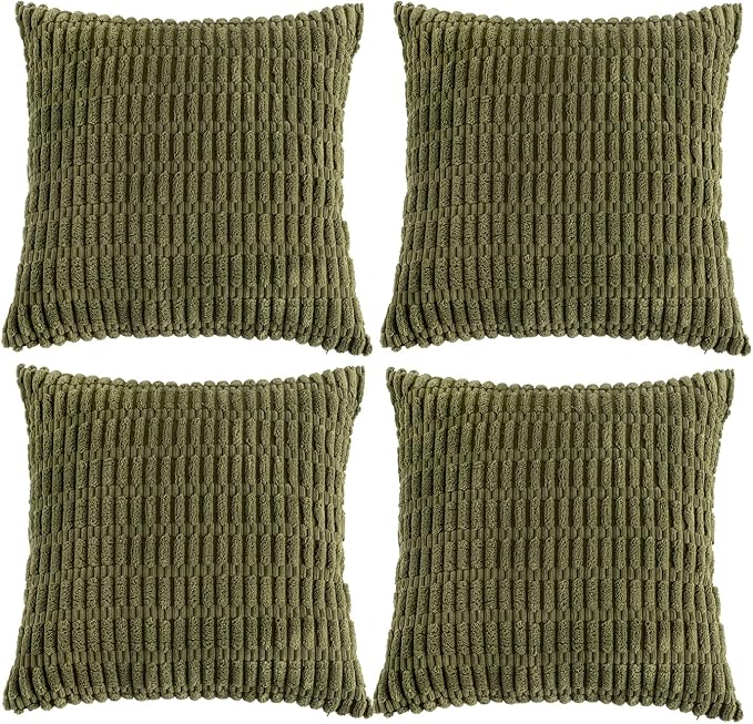 Fancy Homi 4 Packs Boho Moss Green Decorative Throw Pillow Covers 24x24 Inch by Fancy+Homi