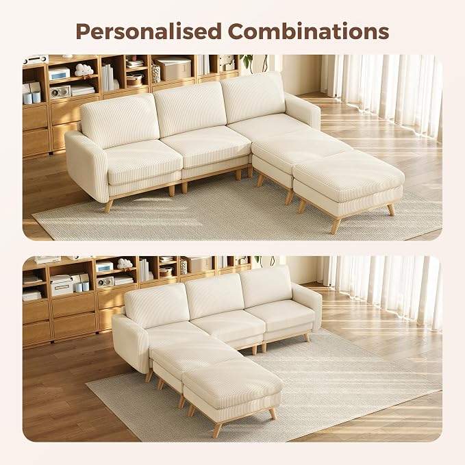 Vesgantti 97" Modular Sectional Sofa Beige, U-Shaped Couch - Image 7