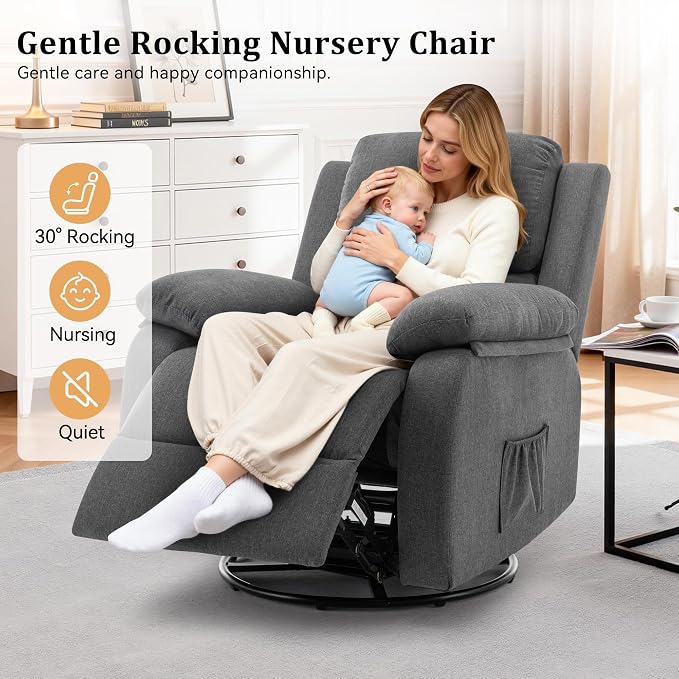 Korser Recliner Chair, 360 Swivel Rocker Chair - Image 5