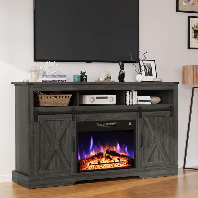 RoyalCraft Fireplace TV Stand for 65+ Inch TV, Rustic Media Console by Bringyoubetterlife