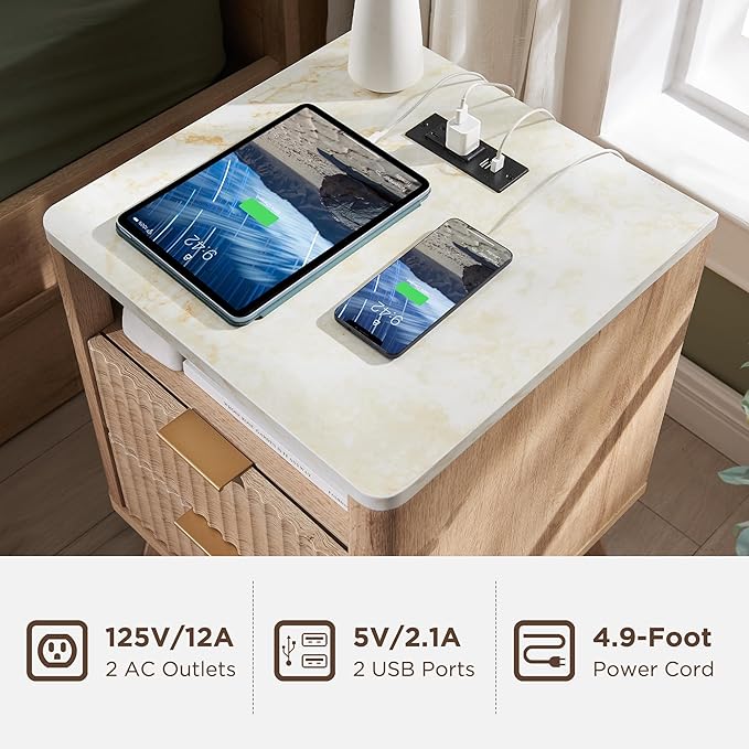 T4TREAM Fluted Nightstand Set of 2 - Image 4