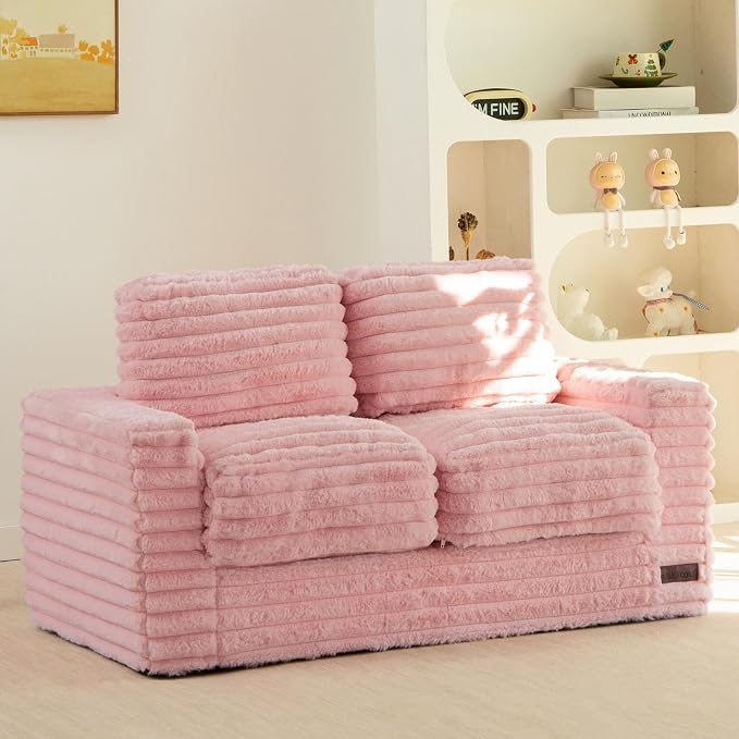MAXYOYO Extra Wide Kids Bean Bag Chair, Comfy Faux Fur Bean Bag Sofa by MAXYOYO