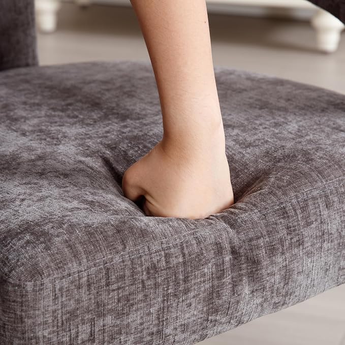 Modern Chenille Barrel Dining Chair Upholstered Fabric Dining Room Chair - Image 8