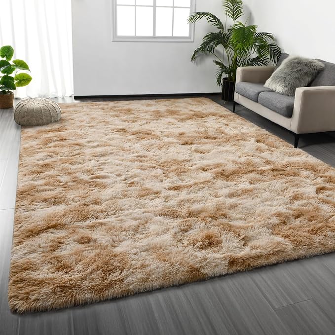 Deerhoo Large Shag Area Rugs 5 x 8, Tie-Dyed Plush Fuzzy Rugs by Deerhoo