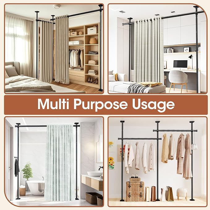 SUNALLY Room Divider Curtain Rod, No Drilling Room Separator - Image 7