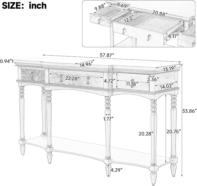 Traditional Retro Console Table - Image 2