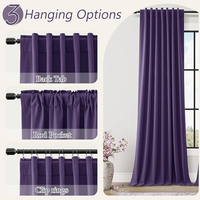 Guken 100% Blackout Curtains 120 Inch Length 2 Panels Set - Image 6