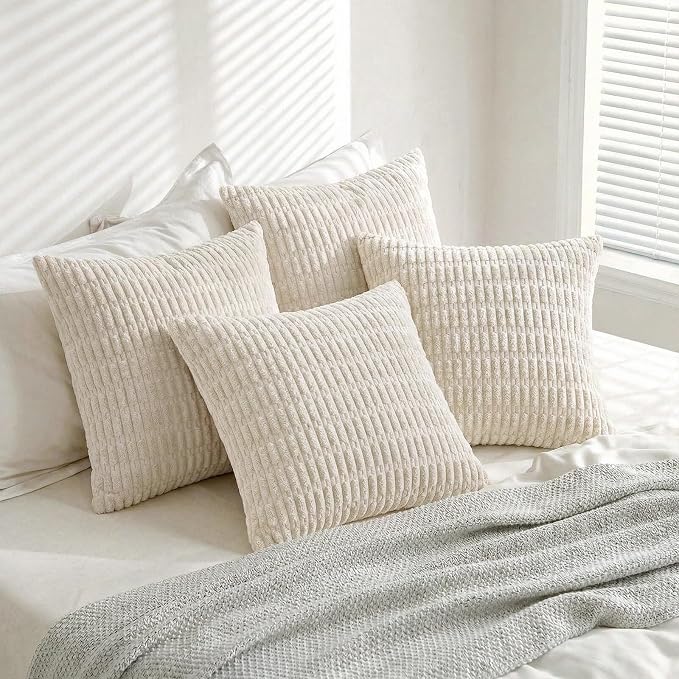 Fancy Homi 4 Packs Boho Cream Decorative Throw Pillow Covers 14x14 Inch - Image 8