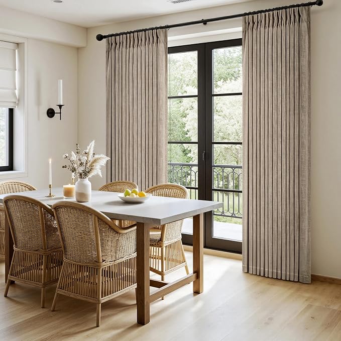 MIULEE Pinch Pleated Thick Linen Curtains 108 Inches Length 2 Panels - Image 3