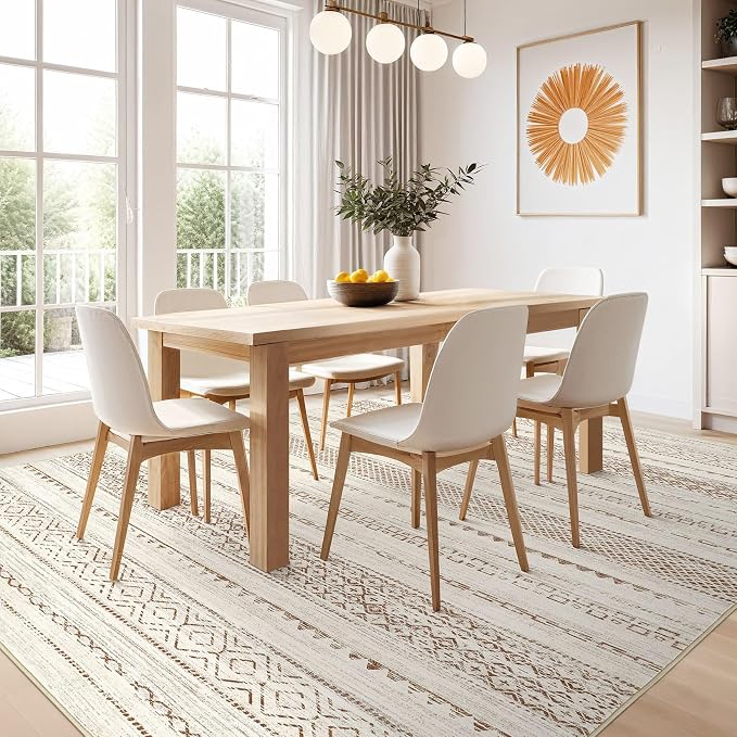 Nakagishi Area Rugs 8x10 Living Room: Washable Boho Large Neutral Soft - Image 8