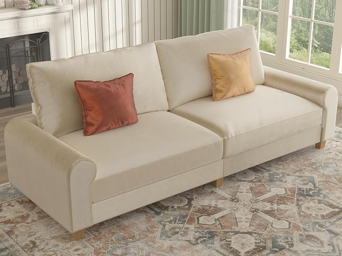 EASE MOOSE 88.5" Large Seat Velvet Loveseat Sofa, Soft Deep Seat Couches by EASEMOOSE