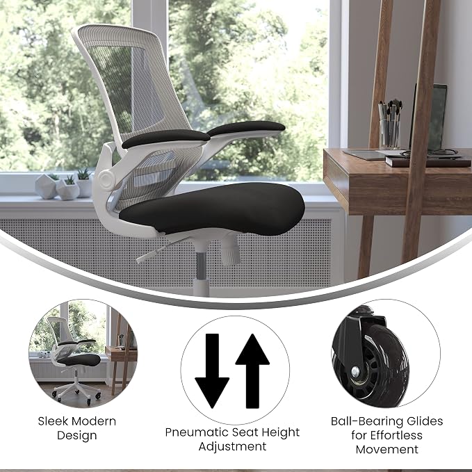 Flash Furniture Kelista Mid-Back Black Mesh Swivel Ergonomic Task Office Chair - Image 4