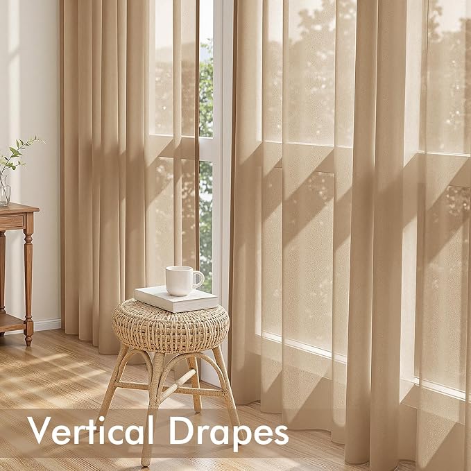 MIULEE Brown Sheer Curtains 72 Inches Long, 4 Panels Set, Rod Pocket Voile - Image 5
