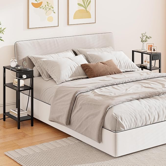 TUTOTAK Narrow Side Table with Charging Station, Small End Table with USB Ports - Image 5