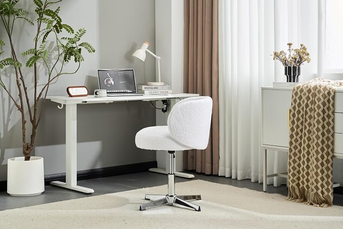 VINGLI Cute Small Swivel Desk Chair Comfy no Wheels, Ergonomic Low-Back Lumbar - Image 7