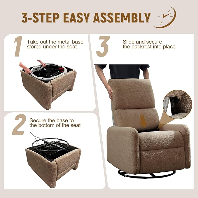 Korser 360° Rocking Chair, Nursery Rocker Chair - Image 6