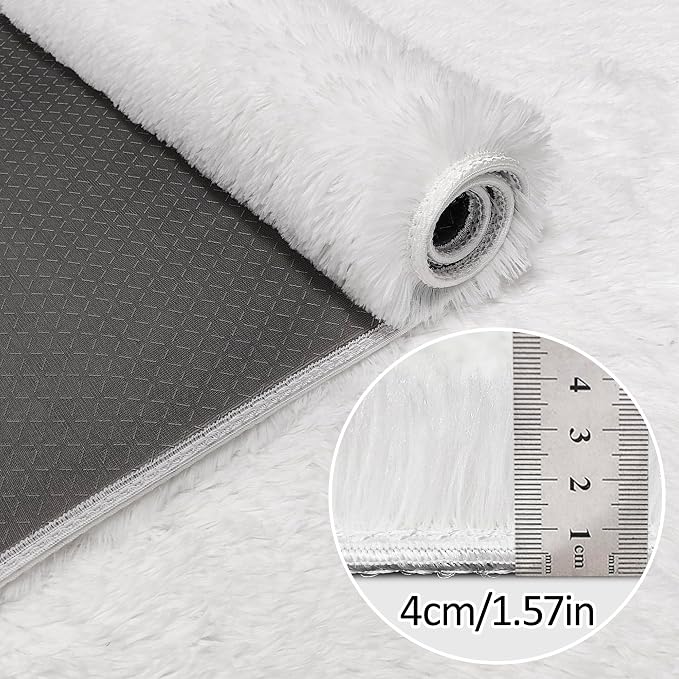 White Rug for Living Room 8x10ft Fluffy Area Rug Mat Bedside Throw Rug for - Image 5