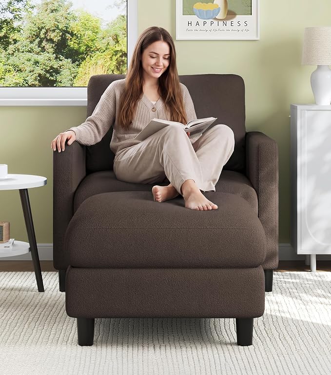 Welzona Sofa Accent Chair with Ottoman, Tool-Free Setup Living Room Accent - Image 3