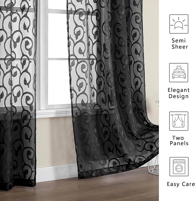 OWENIE Furman Extra Long Sheer Curtains 96 inches Long - Image 6