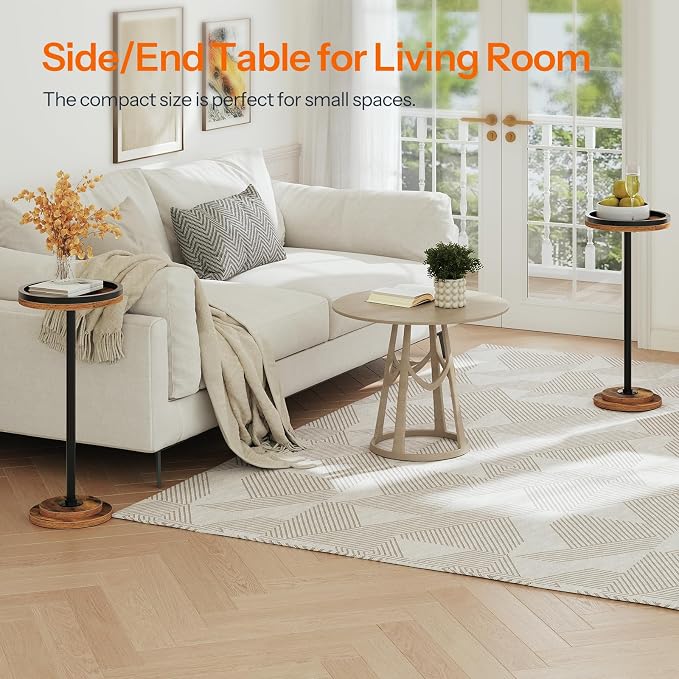 HOOBRO Small Round Side Table, Drink Table, Coffee Martini Table - Image 9