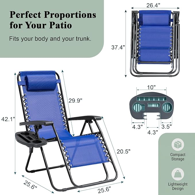 Devoko Padded Zero Gravity Chair, Foldable Anti Gravity Recliner - Image 3
