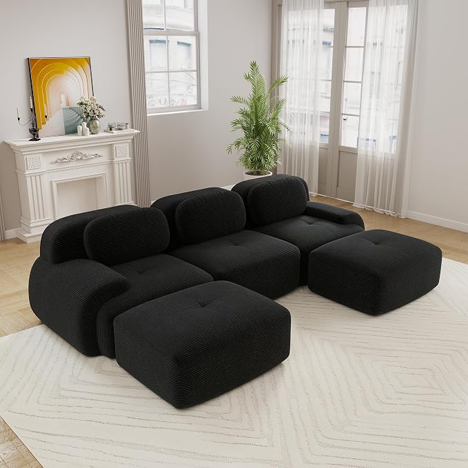 Boneless Sectional Couch, No Assembly Required, 117.3” U Shaped Modular Cloud by ModonChicSofasCouches