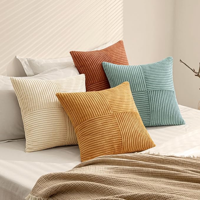 MIULEE Boho Farmhouse Decorative Throw Pillow Covers 18x18 Inch 4 Packs Soft - Image 7