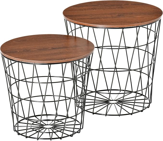 HOMCOM End Tables Set of 2, Nesting Tables by HOMCOM