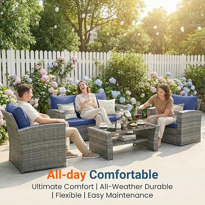 Wisteria Lane Patio Furniture Set, Wicker Outside Outdoor Furniture - Image 3