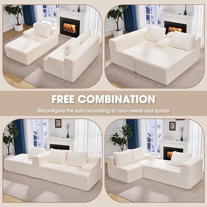 Hobestluk Modular Sectional Sofa Couches L-Shape Couch 3 Seat Modular Sofa - Image 8