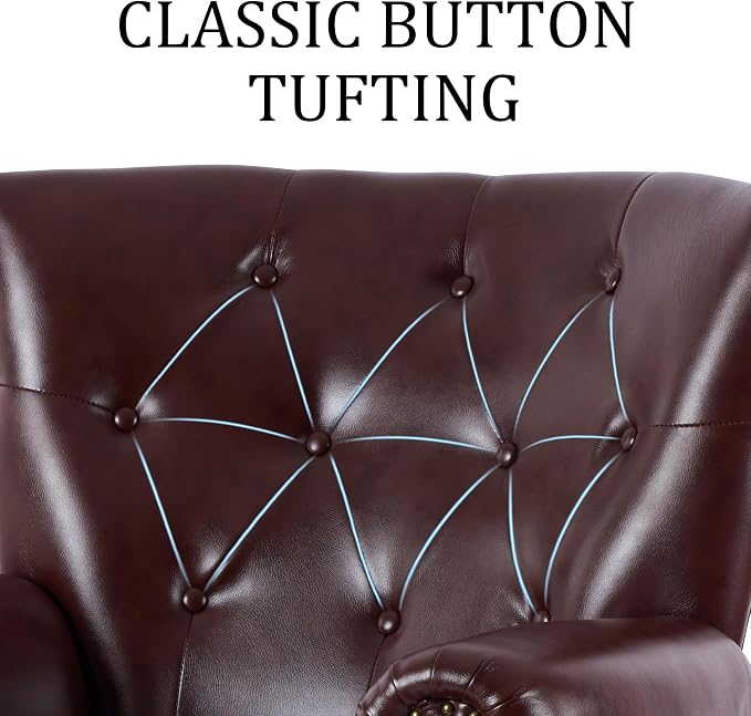 Modern Faux Leather Accent Chair, Upholstered Mid-Century Armchair - Image 6