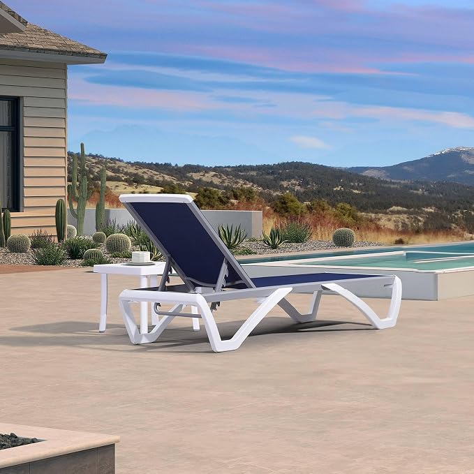 PURPLE LEAF Patio Chaise Lounge Chair Set Outside Aluminum Plastic Stackable - Image 9