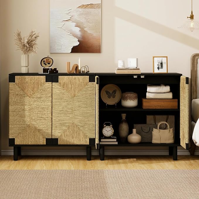 31.5" Accent Storage Cabinets, Modern Boho Sideboard - Image 3