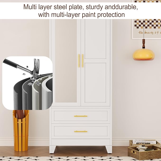erosoei Metal Armoire Wardrobe Closet, 71 "Metal Clothing Storage Cabinet - Image 5