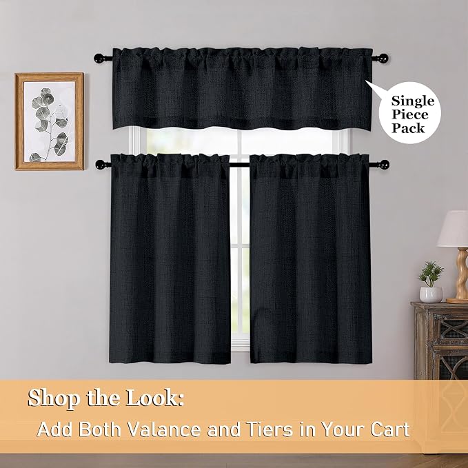 OWENIE Black Valances for Windows 1 Pcs 18 Inch Length, Light Filtering - Image 6