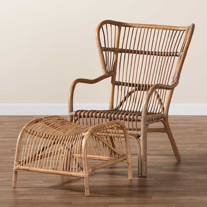 bali & pari Lamaria Natural Rattan Chair and Footstool, 2-Piece Set - Image 8