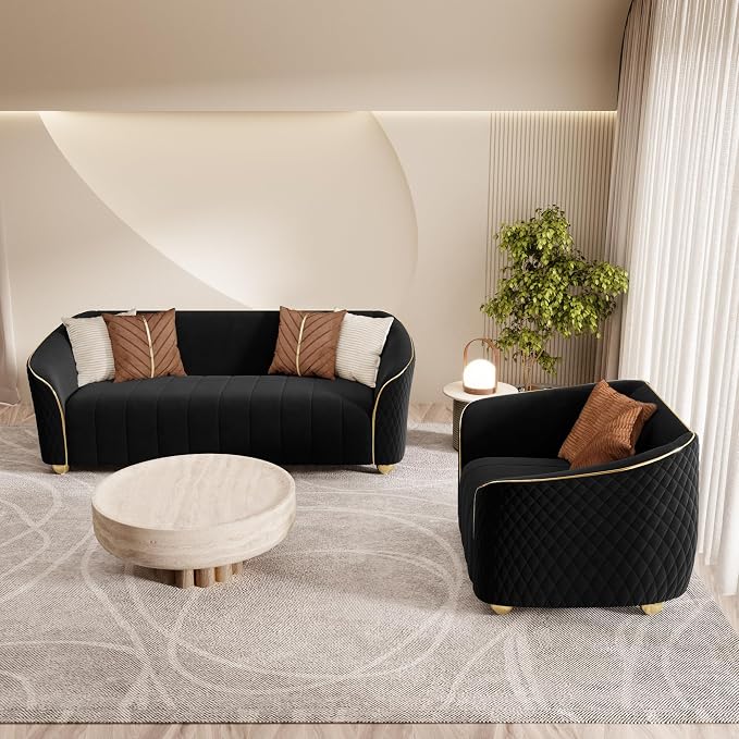 2-Piece Luxury Velvet Sofa Set for Living Room, Elegant Design Couch Set - Image 3