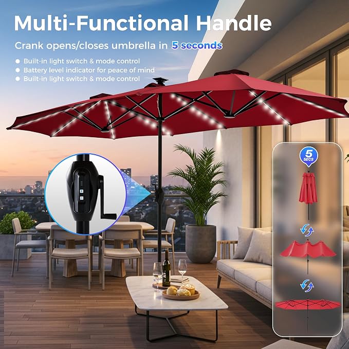 SUPERJARE 13ft Outdoor Patio Umbrella - Image 4