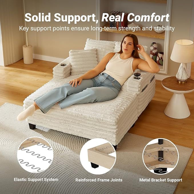 Amsleekey 64" Chaise Lounge Chair Indoor, Oversized Sleeper Chair - Image 5