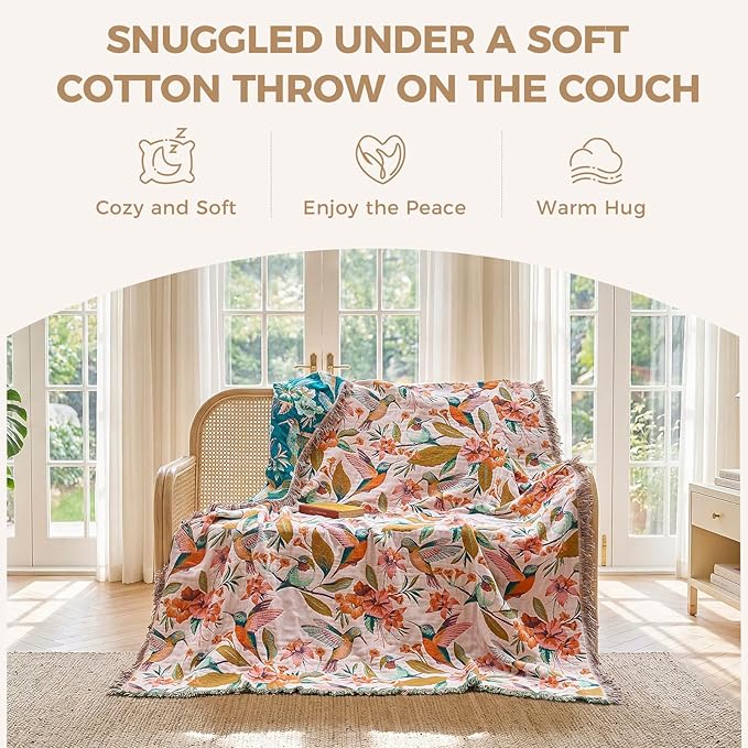 LUTBM Boho Throw Blanket for Bed Cotton Blankets Twin Size for Bedroom Living - Image 4