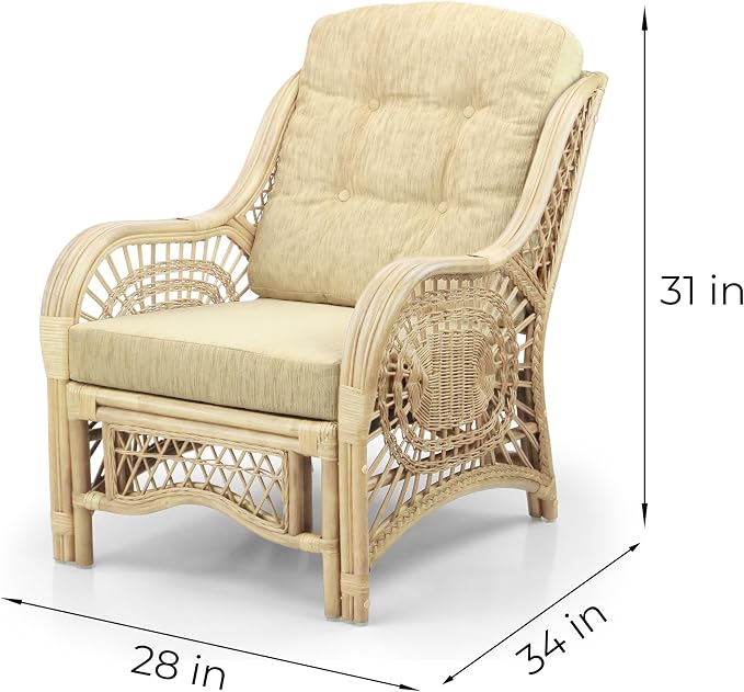 Malibu Lounge Living Accent Armchair Natural Rattan Wicker Handmade Design - Image 2