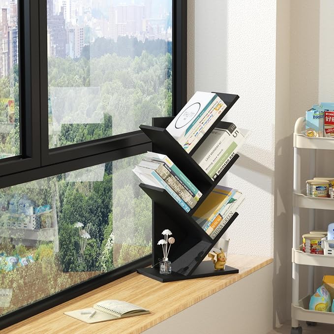 SHEEPAM 5 Tier Tree Book Shelf, Small Desktop Bookshelf - Image 6