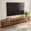 POVISON Fully-Assembled Sliding Tambour Door TV Stand, Mid Century Modern TV by POVISON
