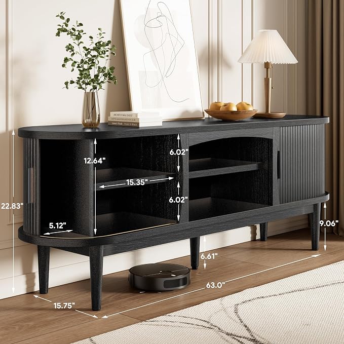 Decofy Mid Century TV Stand for TVs up to 70 Inches, Entertainment Center - Image 2