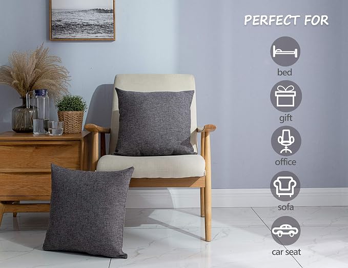 Stellhome Burlap Throw Pillow Covers Solid Farmhouse Linen Pillowcase - Image 3
