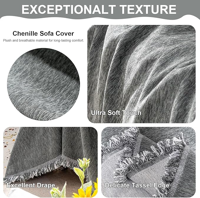 VClife Boho Chic Couch Cover, Soft Chenille Couch Covers - Image 5