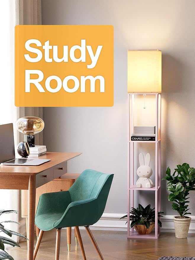 Pink Floor Lamp with Shelves for Living Room, Shelf Floor Lamp with 3 CCT LED - Image 7